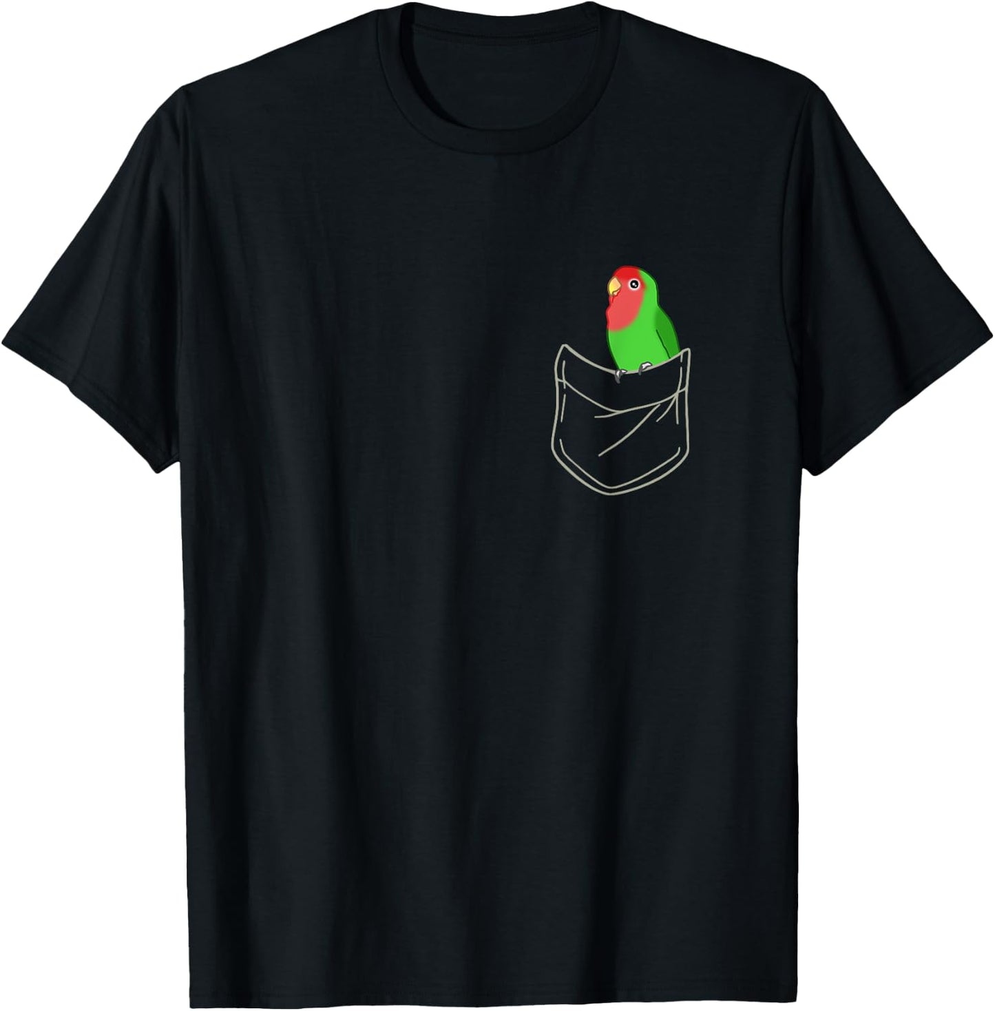 Pocket green Lovebird Cute Peach Faced Lovebird Birb memes T-Shirt - T-Shirt | Black
