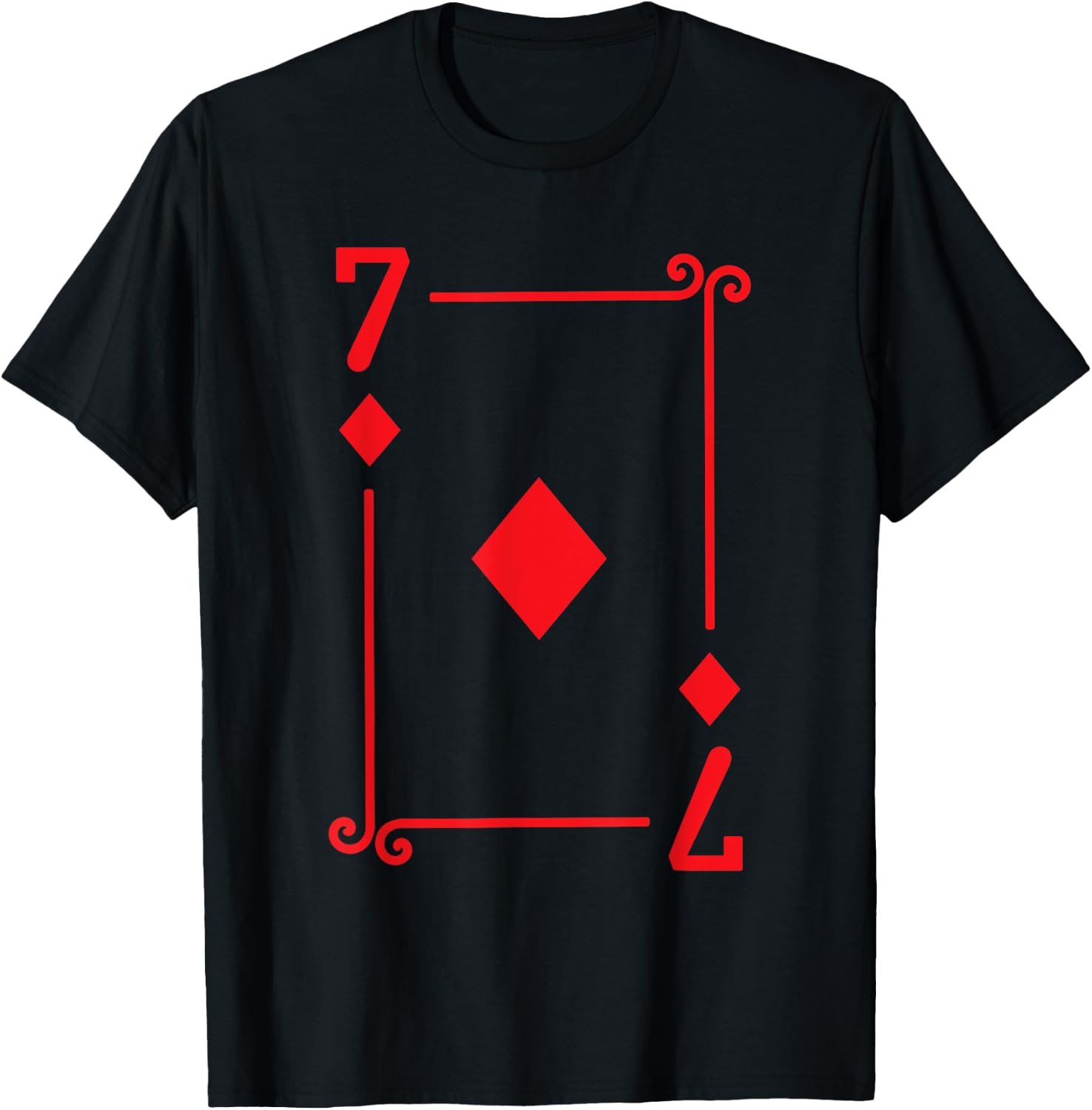 Playing Card Costume - 7 Diamonds Card - Seven Card - Black - Small - -Adults - Short Sleeve - Classic Fit - Cotton 65%, Polyester 35% T-Shirt - T-Shirt | Black
