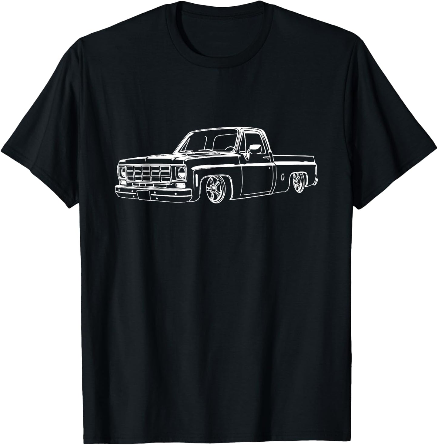Round Eye Truck Silhouette Slammed 73-87 Squarebody Truck T-Shirt - T-Shirt | Black