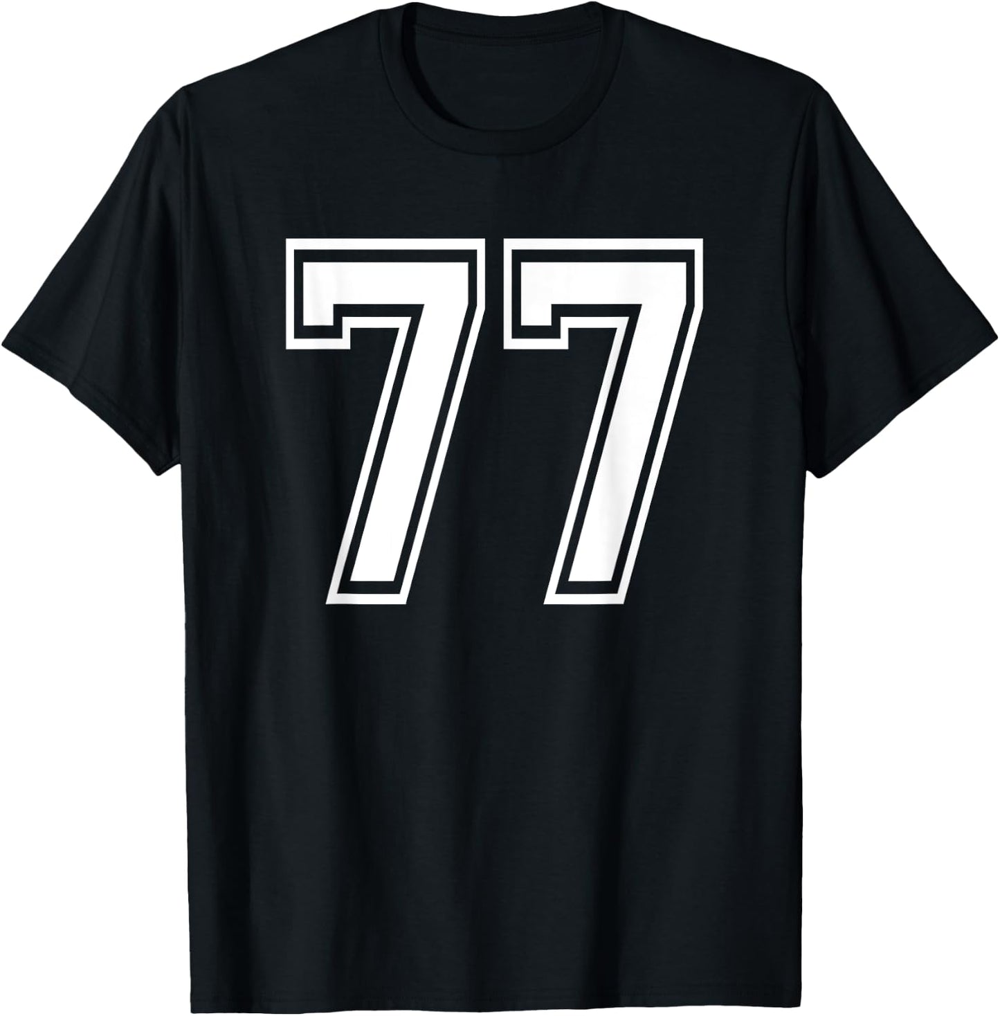 Number 77 Birthday 77th Sports Player Team Numbered Jersey T-Shirt - T-Shirt | Black