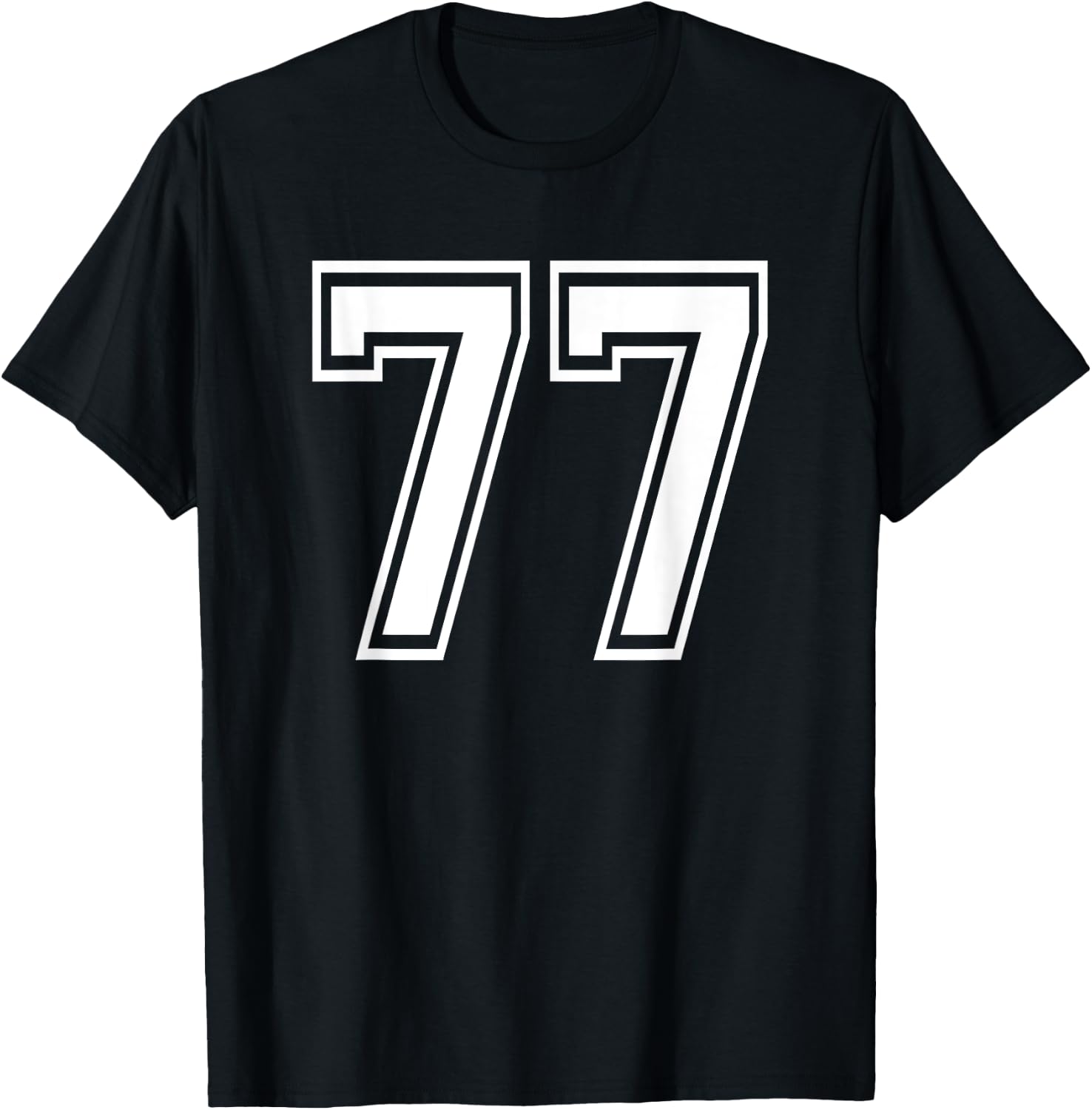Number 77 Birthday 77th Sports Player Team Numbered Jersey T-Shirt - T-Shirt | Black