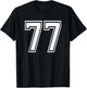 Number 77 Birthday 77th Sports Player Team Numbered Jersey T-Shirt - T-Shirt | Black