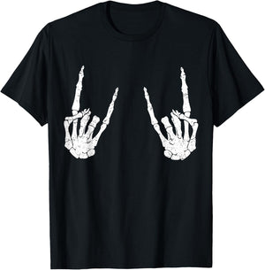 Trendy Halloween Skeleton Rocker Graphic Costume T Shirt T-Shirt - T-Shirt | Black