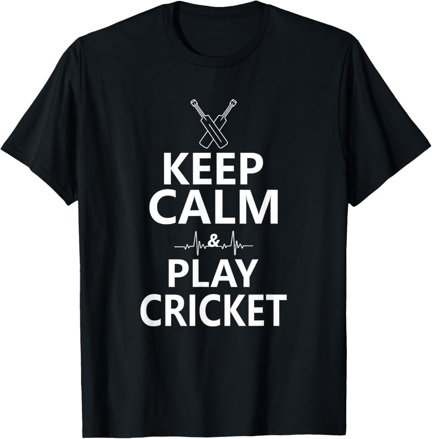 Keep Calm and Play Cricket - Funny Sports Players T-Shirt - T-Shirt | Black