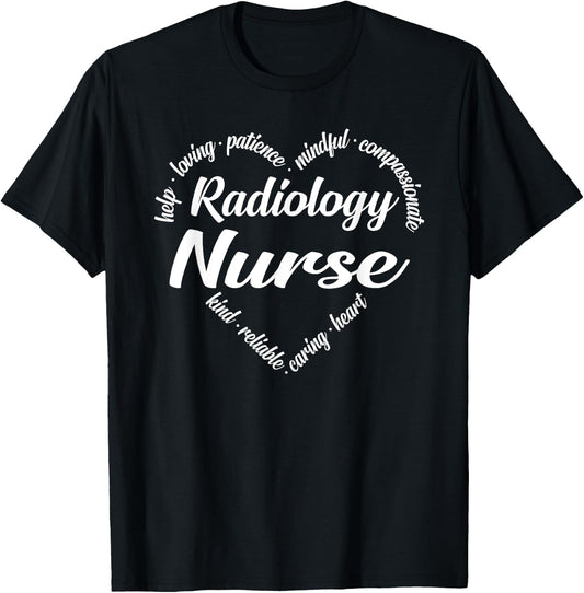 Radiology Nurse Heart Word Cloud T-Shirt - T-Shirt | Black