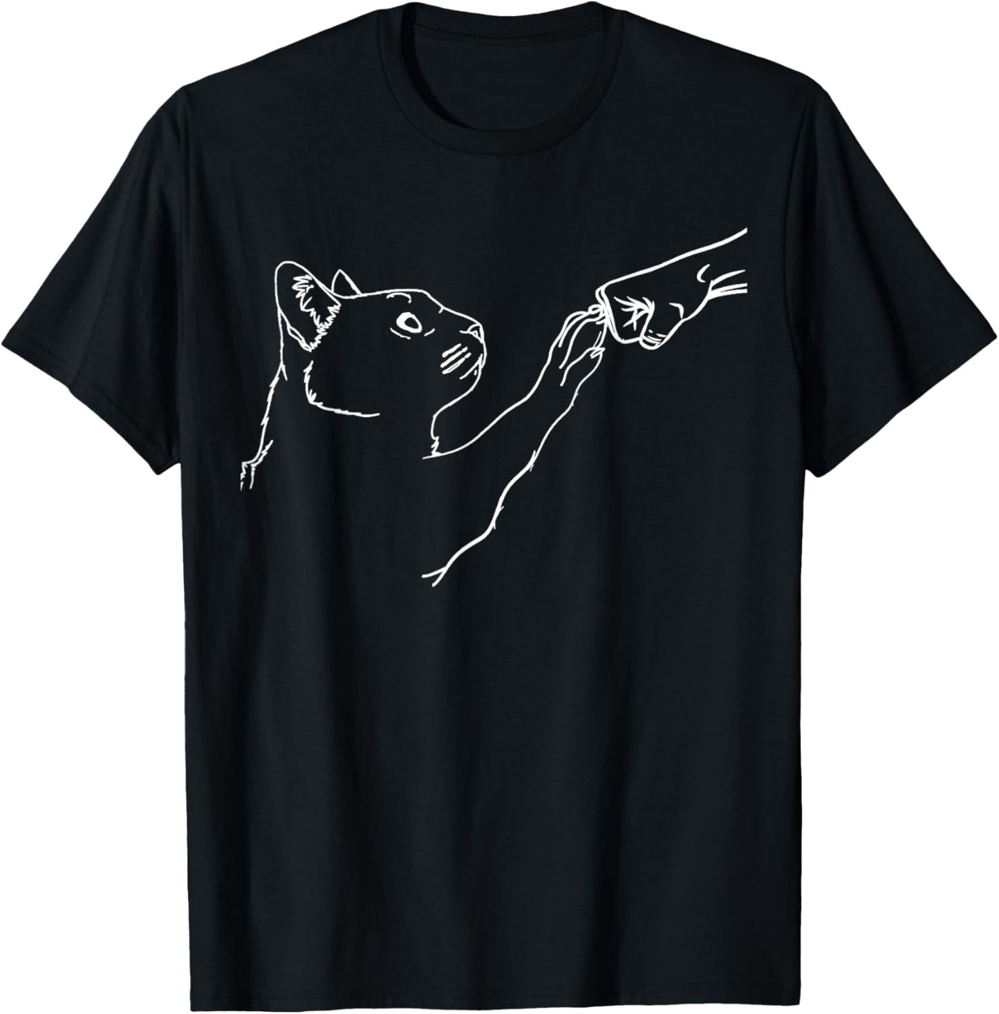 Cat And People Punch Hand Cat Man Friendship Bump Cat's Paw T-Shirt - T-Shirt | Black