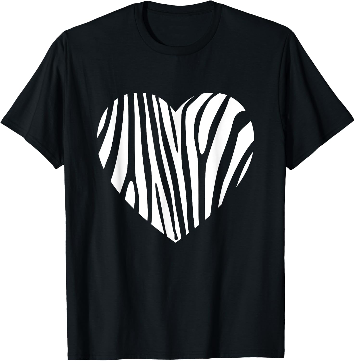 Zebra Heart Animal Lover Stripe Africa Gift Men Women Kids T-Shirt - T-Shirt | Black