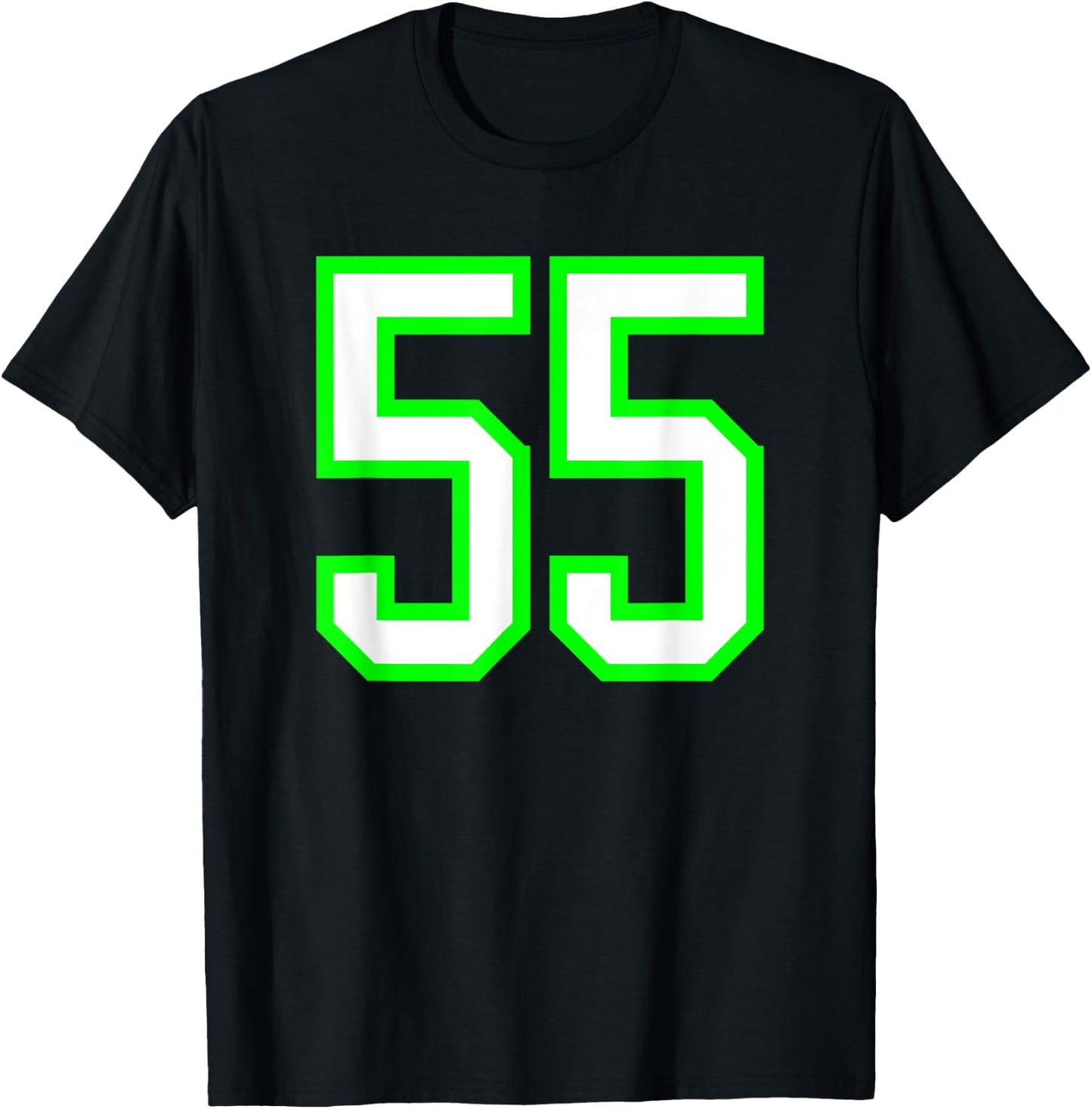 Sports Team Jersey #55 White Lime Jersey Number 55 T-Shirt - T-Shirt | Black