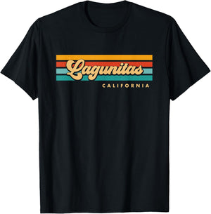 Vintage Sunset Stripes Lagunitas, California T-Shirt - T-Shirt | Black