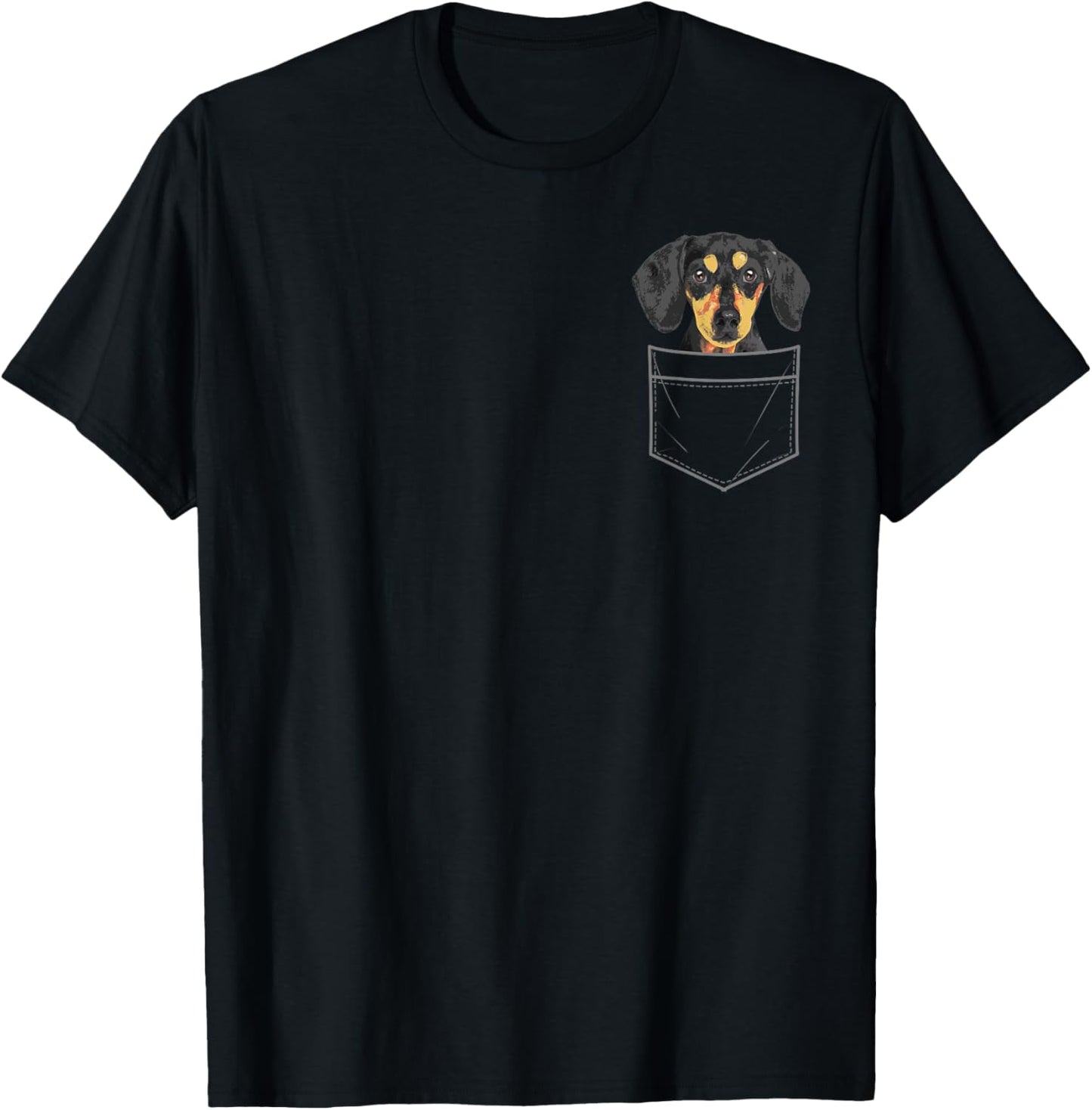 Cool Dachshund Women Doxie Wiener Dog Puppy Pocket T-Shirt - T-Shirt | Black