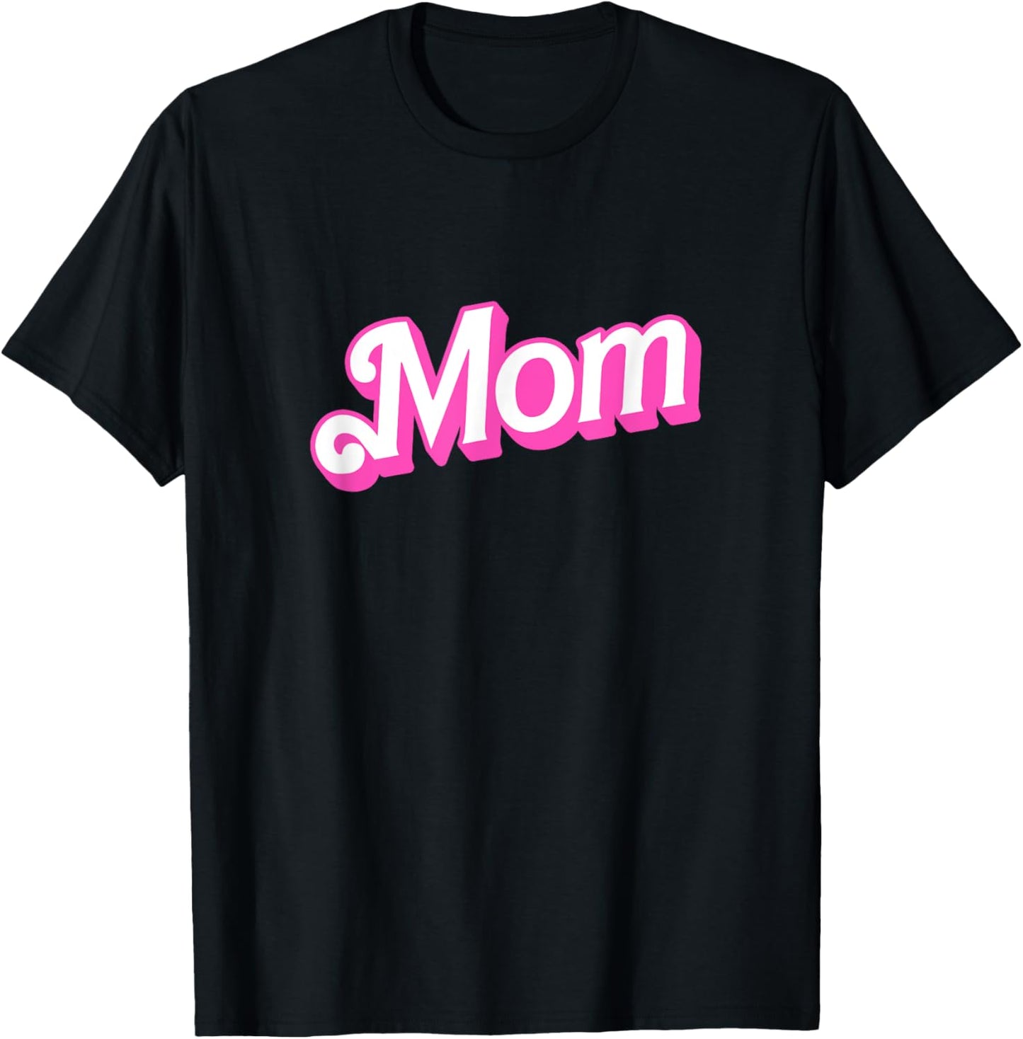Mom Pink & White Overlapping Font Halloween Costume T-Shirt - T-Shirt | Black