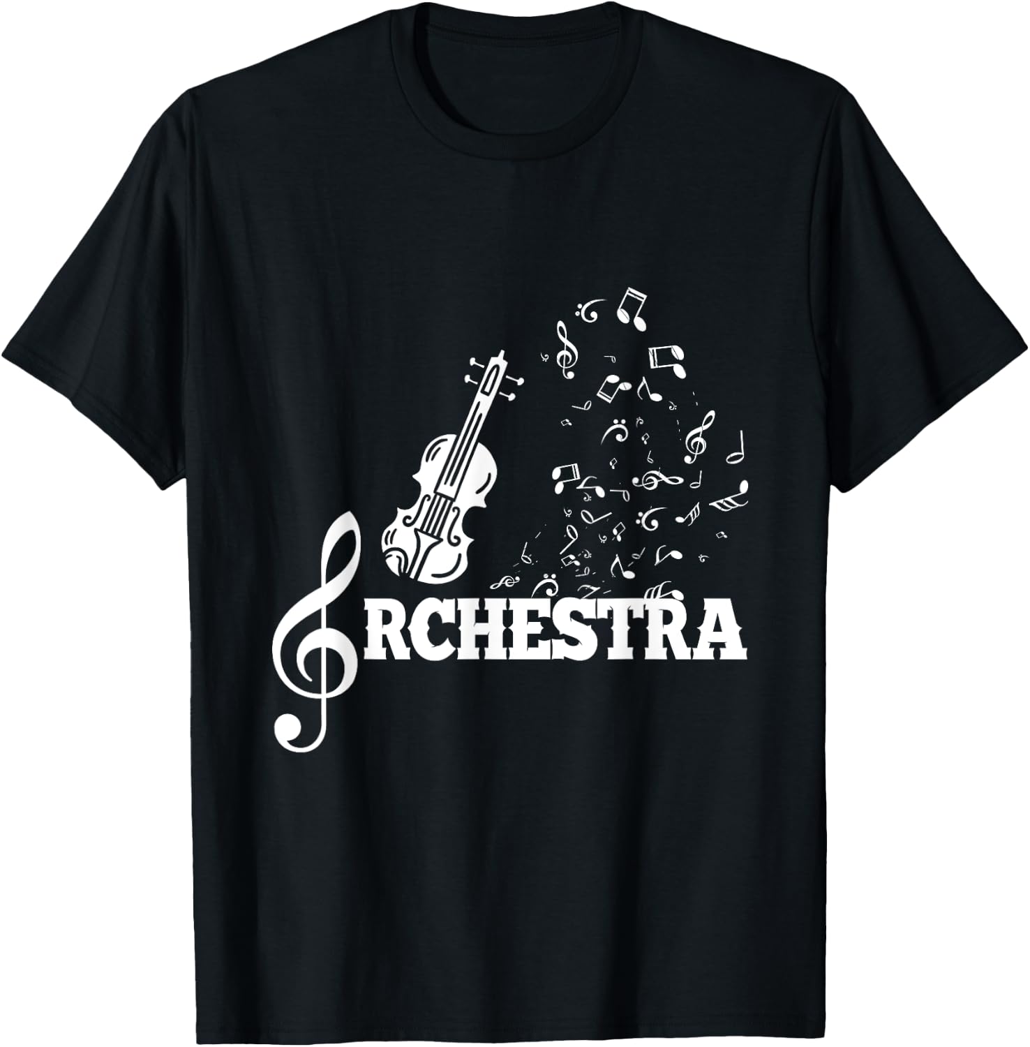 Clef Violin Musical Notes Violinist Classical Music Gift T-Shirt - T-Shirt | Black