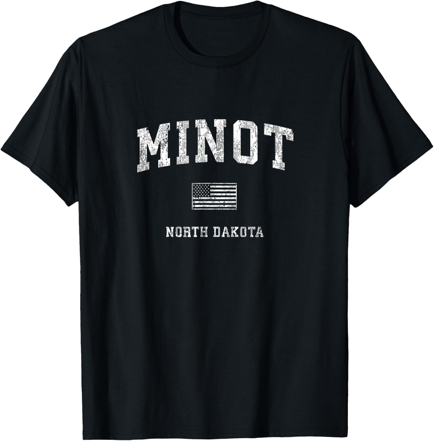 Minot North Dakota ND Vintage American Flag Kids Men T-Shirt - T-Shirt | Black