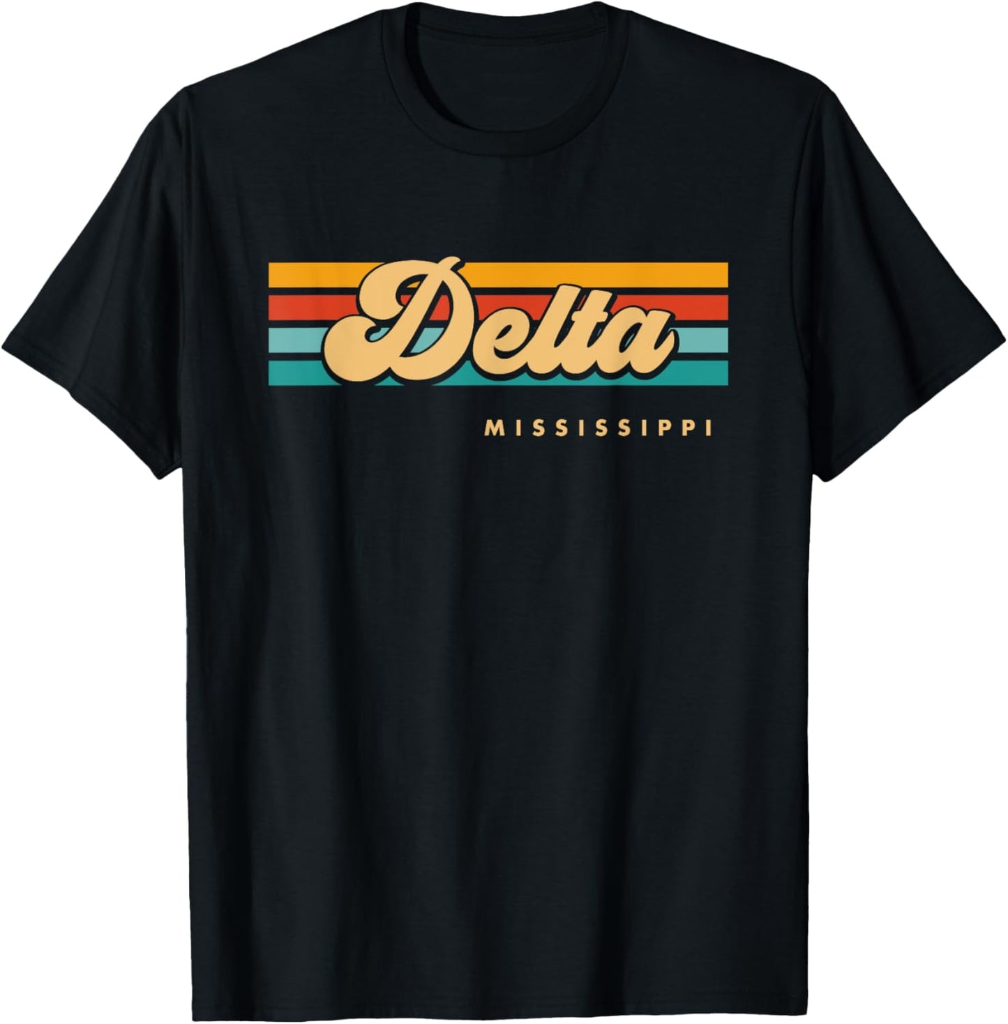 Vintage Sunset Stripes Delta, Mississippi T-Shirt - T-Shirt | Black