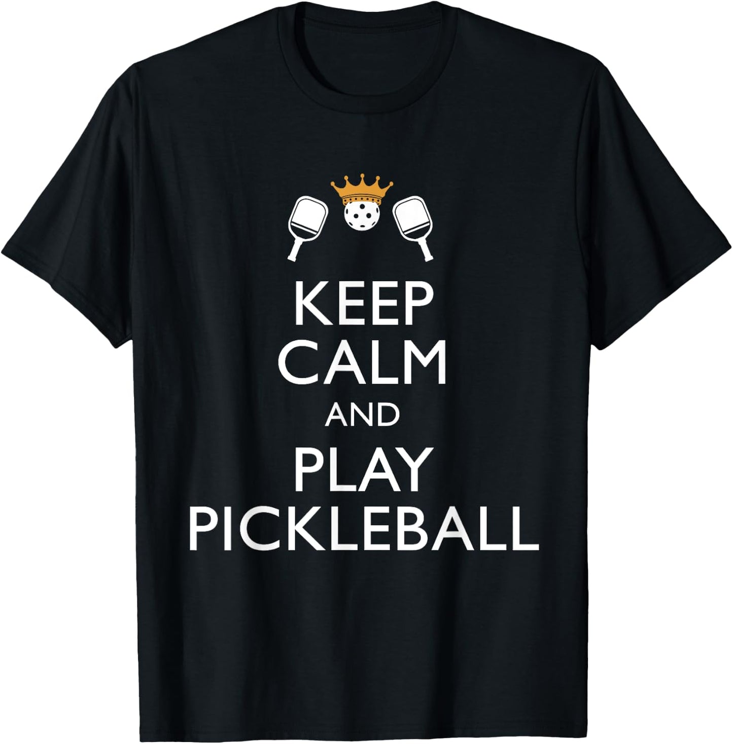 Keep Calm and Play Pickleball Funny Pickleball Player Sport T-Shirt - T-Shirt | Black