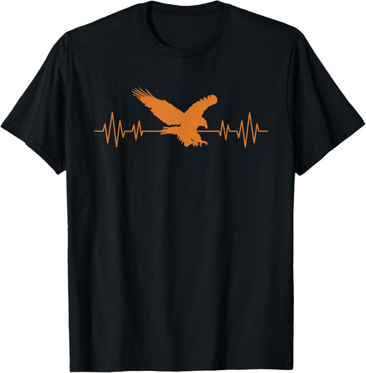 Great USA Eagle Heartbeat Funny American Bird Gift Men Women T-Shirt - T-Shirt | Black