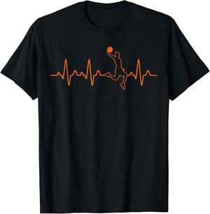 Basketball Heartbeat Player BBall Coach Gift & Boys T-Shirt - T-Shirt | Black