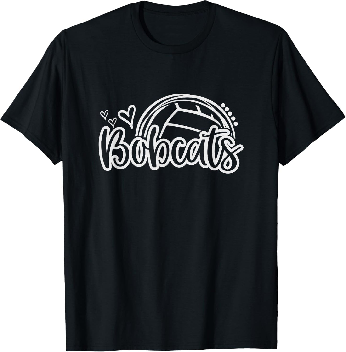 Volleyball Bobcats School Sports Fan Team Spirit T-Shirt - T-Shirt | Black