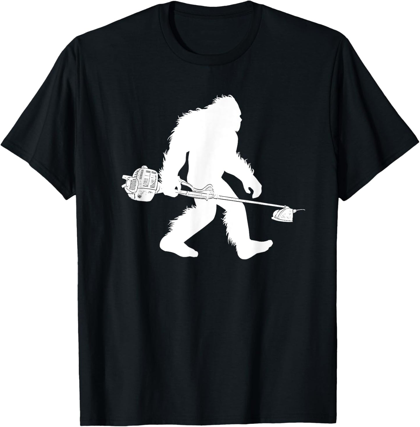 Bigfoot With Lawn Trimmer Sasquatch Grass Landscaper T-Shirt - T-Shirt | Black