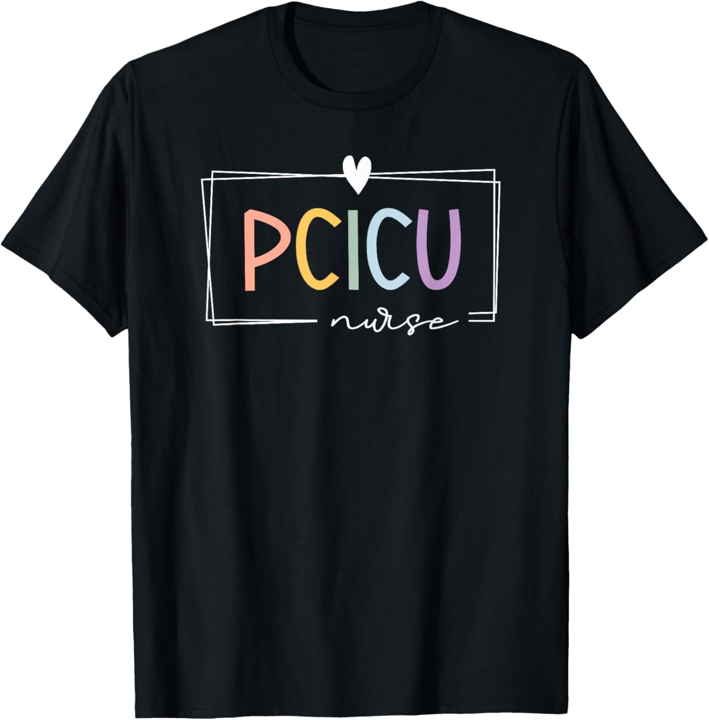 Retro PCICU Nurse ICU Pediatric Cardiac Rainbow Tiny Humans T-Shirt - T-Shirt | Black
