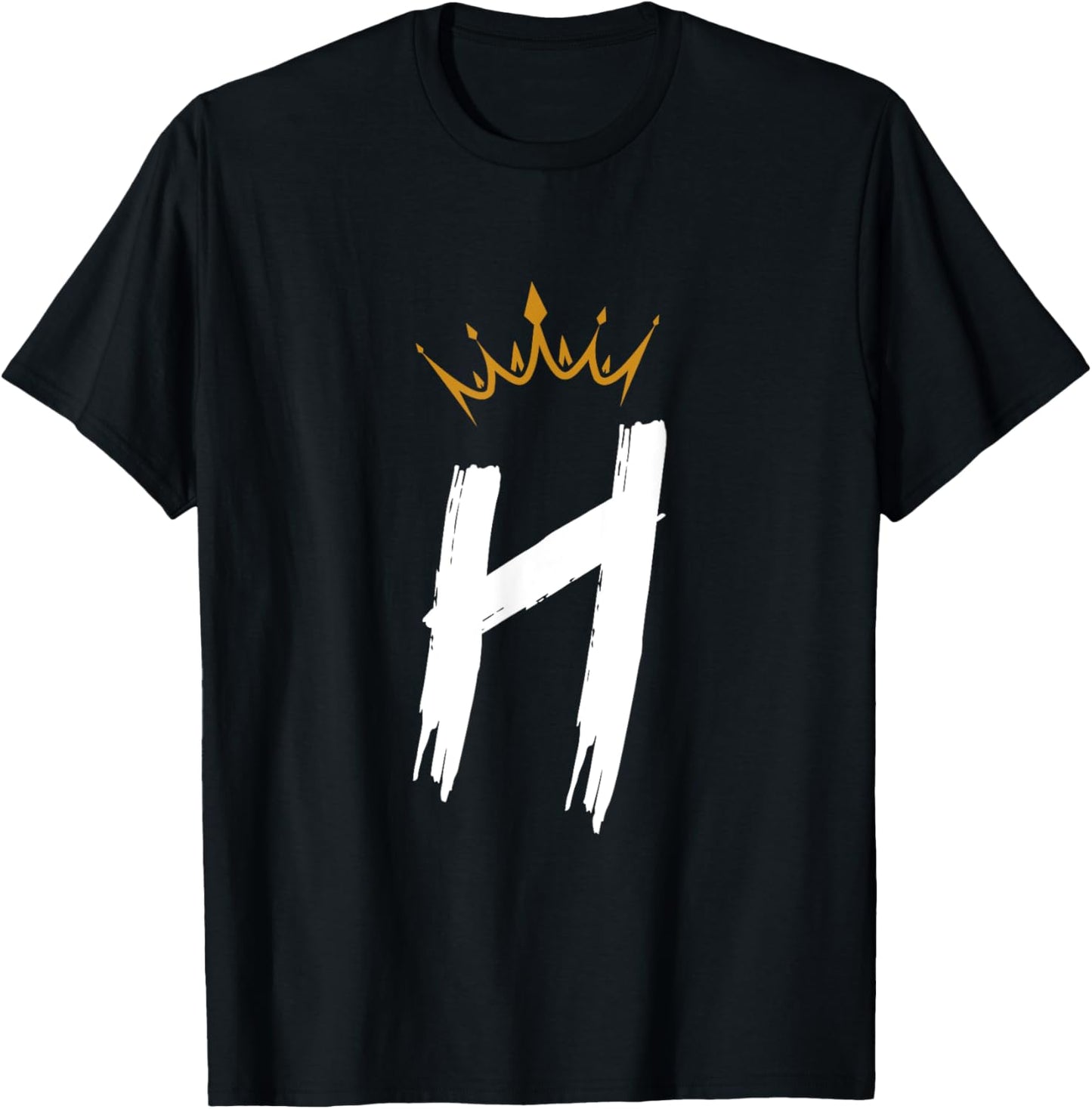 Queen King Letter H - Favorite Letter With Crown Alphabet T-Shirt - T-Shirt | Black