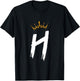Queen King Letter H - Favorite Letter With Crown Alphabet T-Shirt - T-Shirt | Black