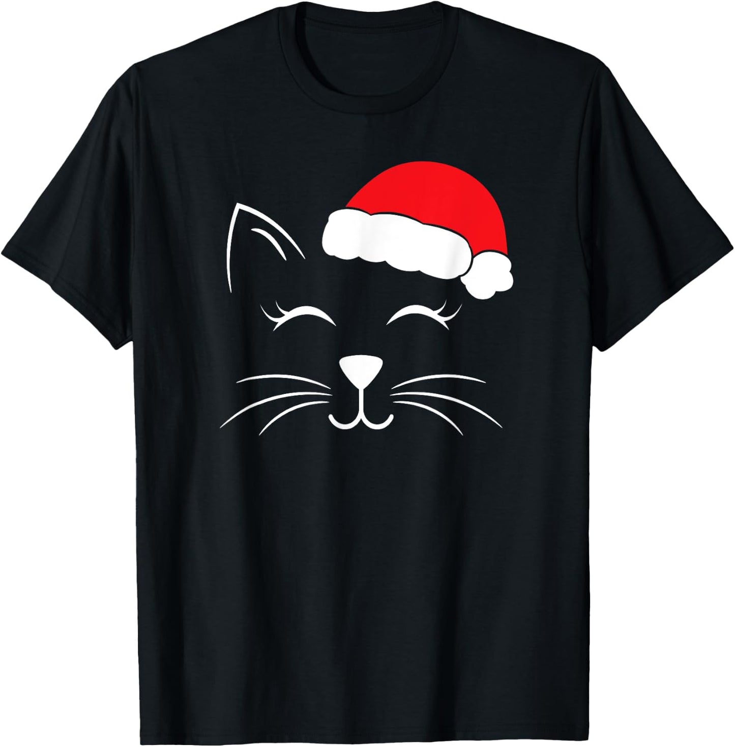 Cute Santa Cat Lover Christmas Men Women Kids T-Shirt - T-Shirt | Black