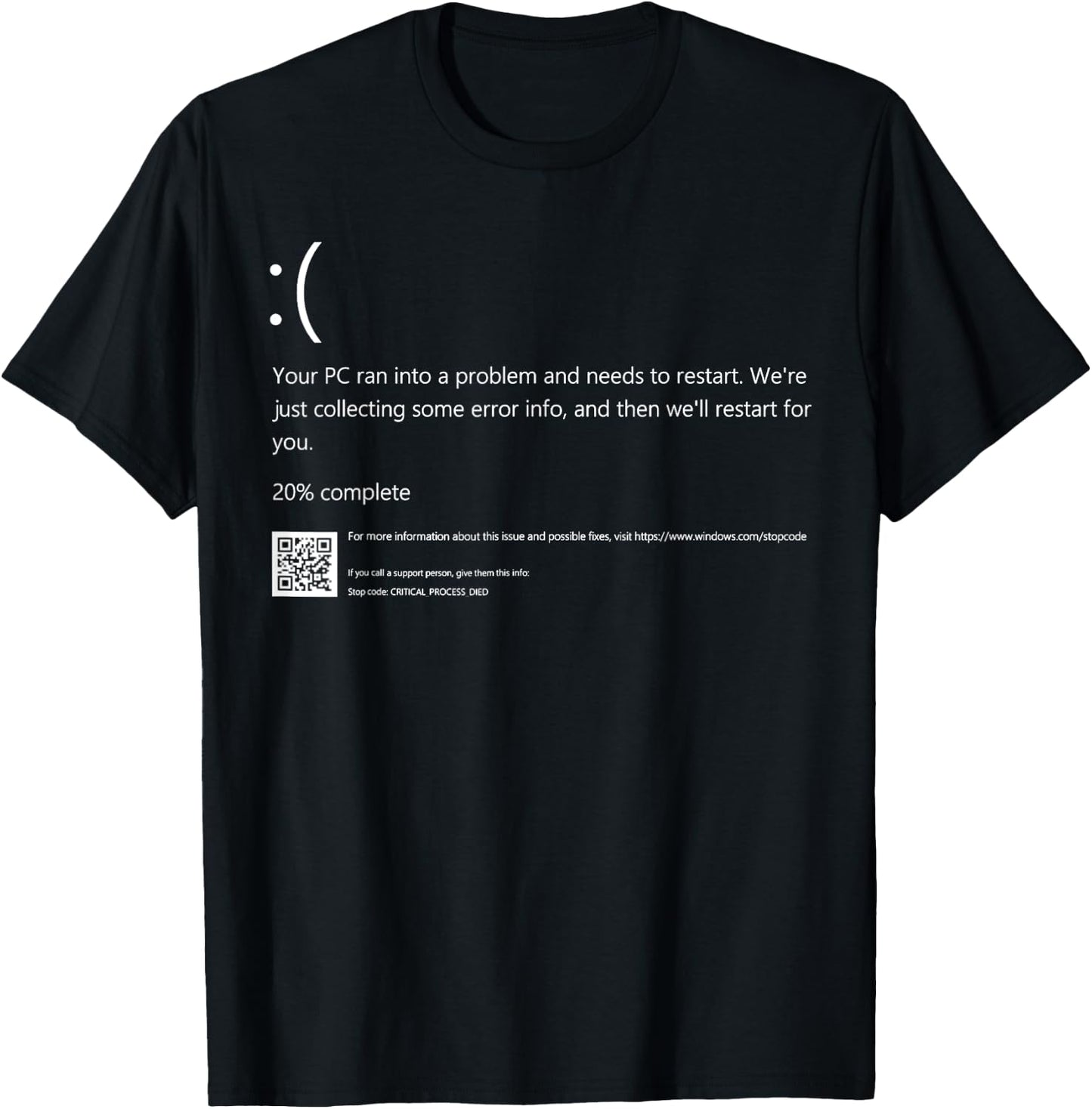 Blue Screen of Death IT Geek Halloween Party DIY Costume T-Shirt - T-Shirt | Black