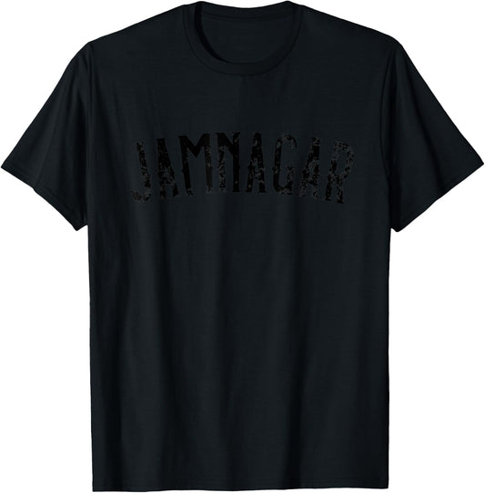 Jamnagar India Vintage Black Text Apparel T-Shirt - T-Shirt | Black