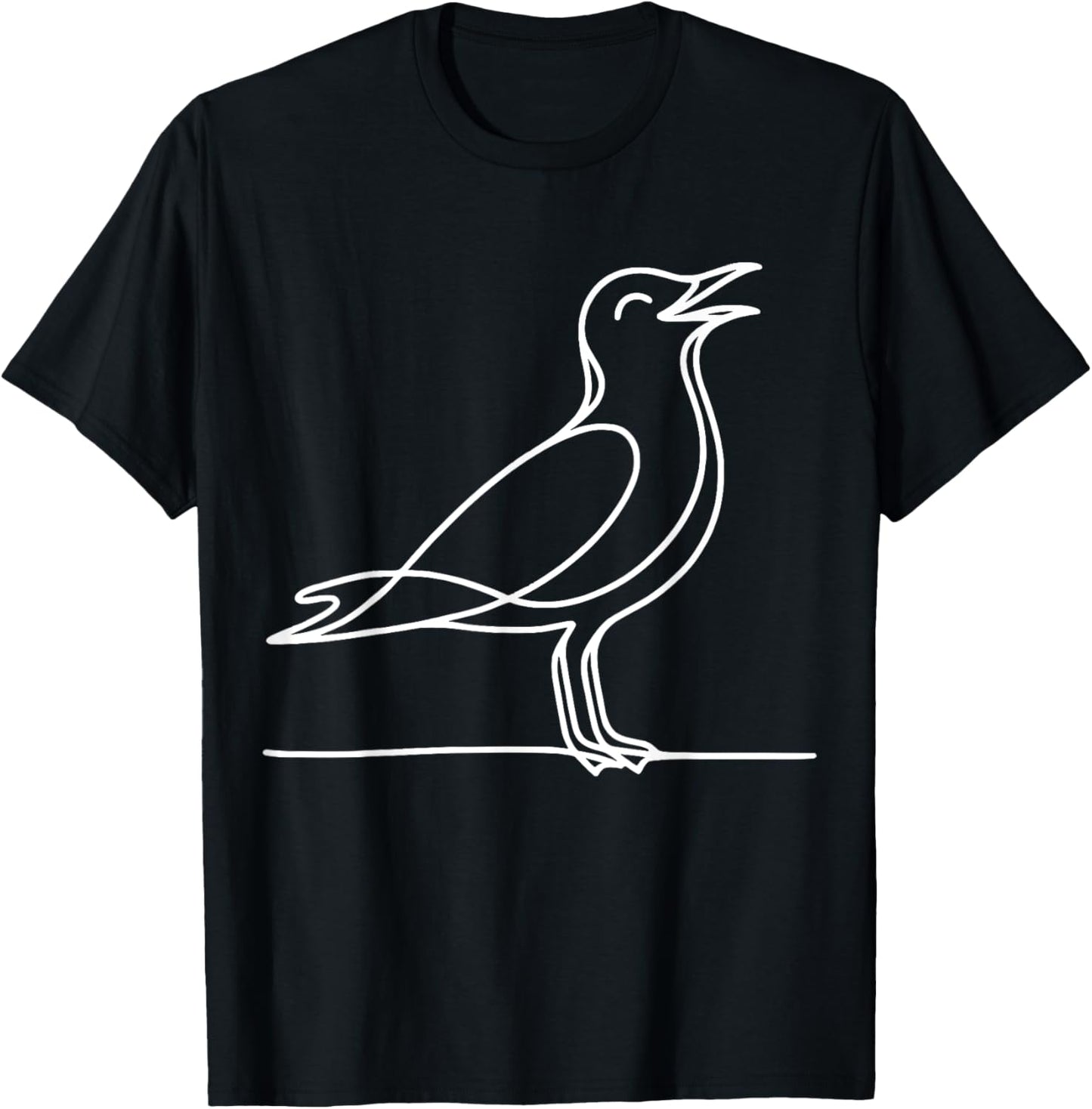 Line Art Bird & Ornithologist Laughing Gull T-Shirt - T-Shirt | Black