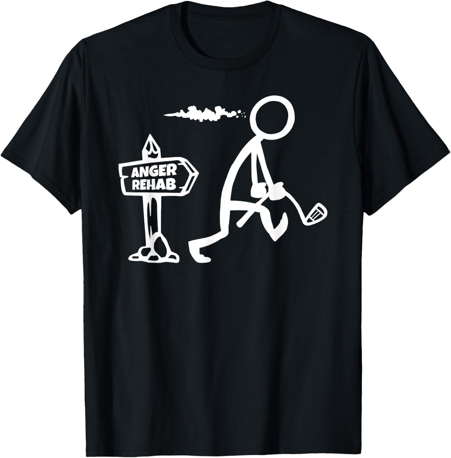 Funny Golf Apparel, Angry Golfer Walks By Anger Rehab Sign T-Shirt - T-Shirt | Black