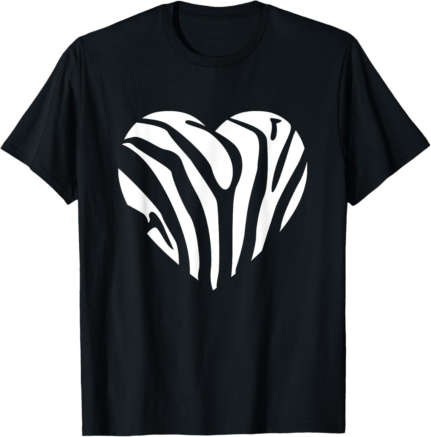 Zebra Heart Animal Lover Stripe Africa Gift Men Women Kids T-Shirt - T-Shirt | Black