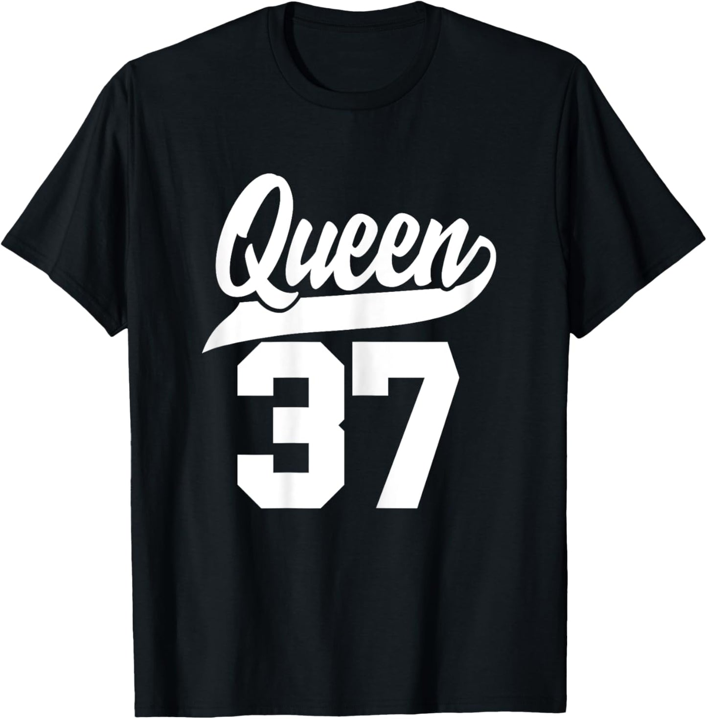 37th Birthday Girls Queen Cute Woman 37 years old vintage T-Shirt - T-Shirt | Black