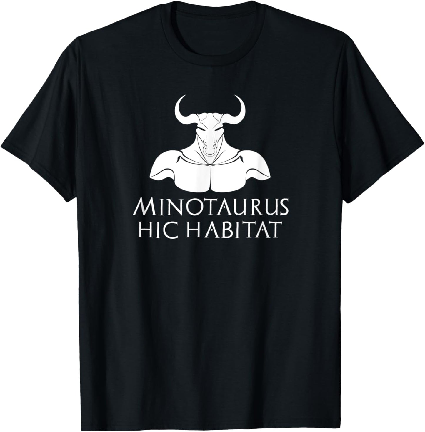 Minotaurus Hic Habitat - Ancient Greek Mythology - Latin T-Shirt - T-Shirt | Black