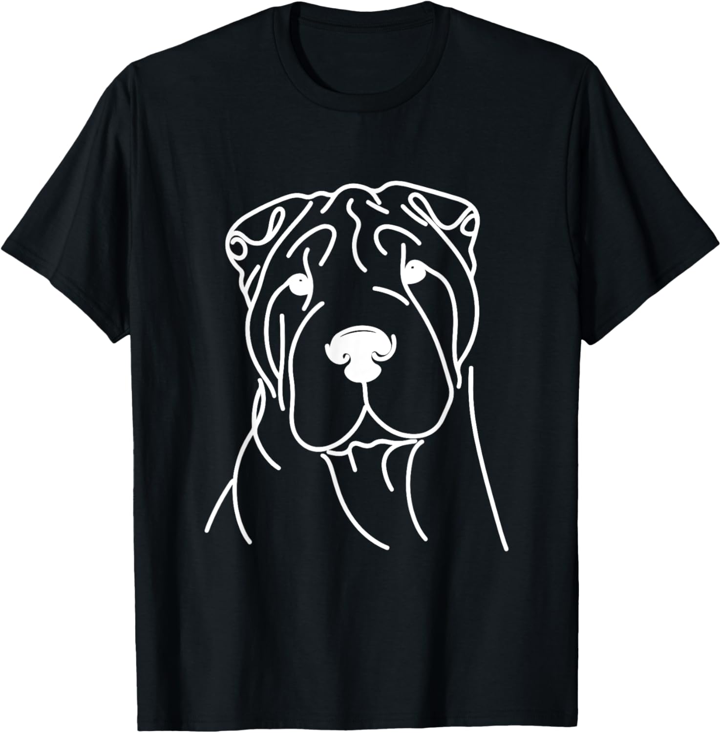 Line Art Dad Mom Dog - Shar Pei Men Women T-Shirt - T-Shirt | Black