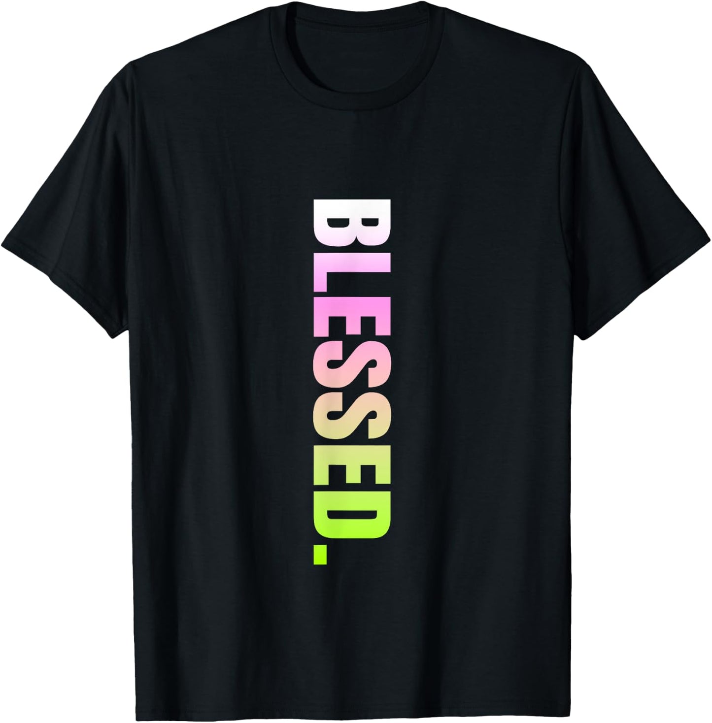 Pink and Green Blessed. Vertical Green and Pink Graphic T-Shirt - T-Shirt | Black