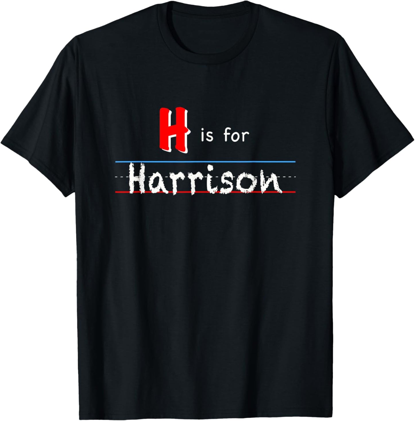 H Is For Harrison, boys custom personalized name kids school T-Shirt - T-Shirt | Black