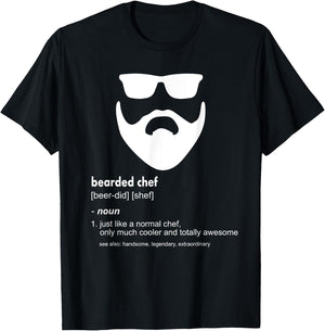 Bearded Chef Shirt Funny Beard Joke Cook Gift T-Shirt - T-Shirt | Black