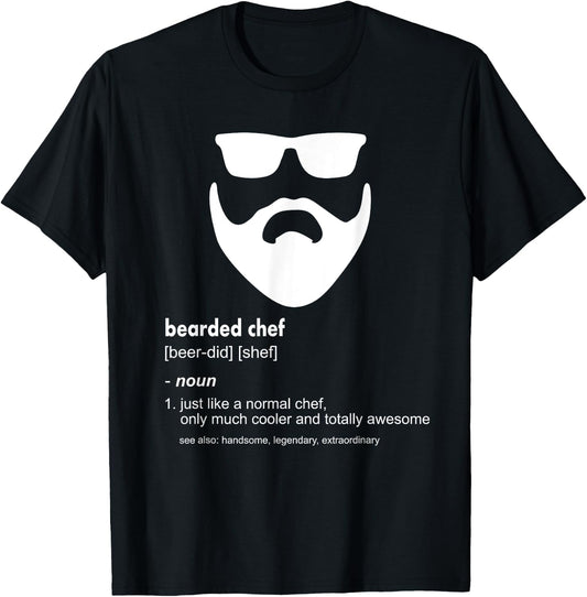 Bearded Chef Shirt Funny Beard Joke Cook Gift T-Shirt - T-Shirt | Black