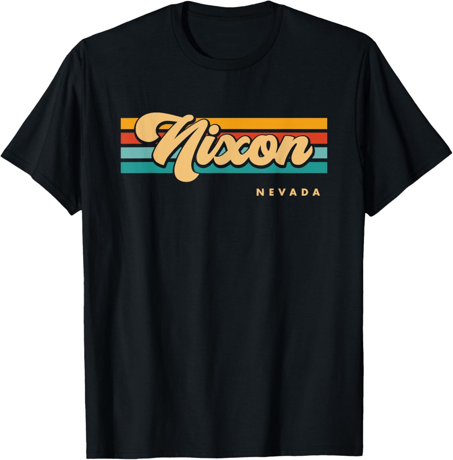Vintage Sunset Stripes Nixon, Nevada T-Shirt - T-Shirt | Black