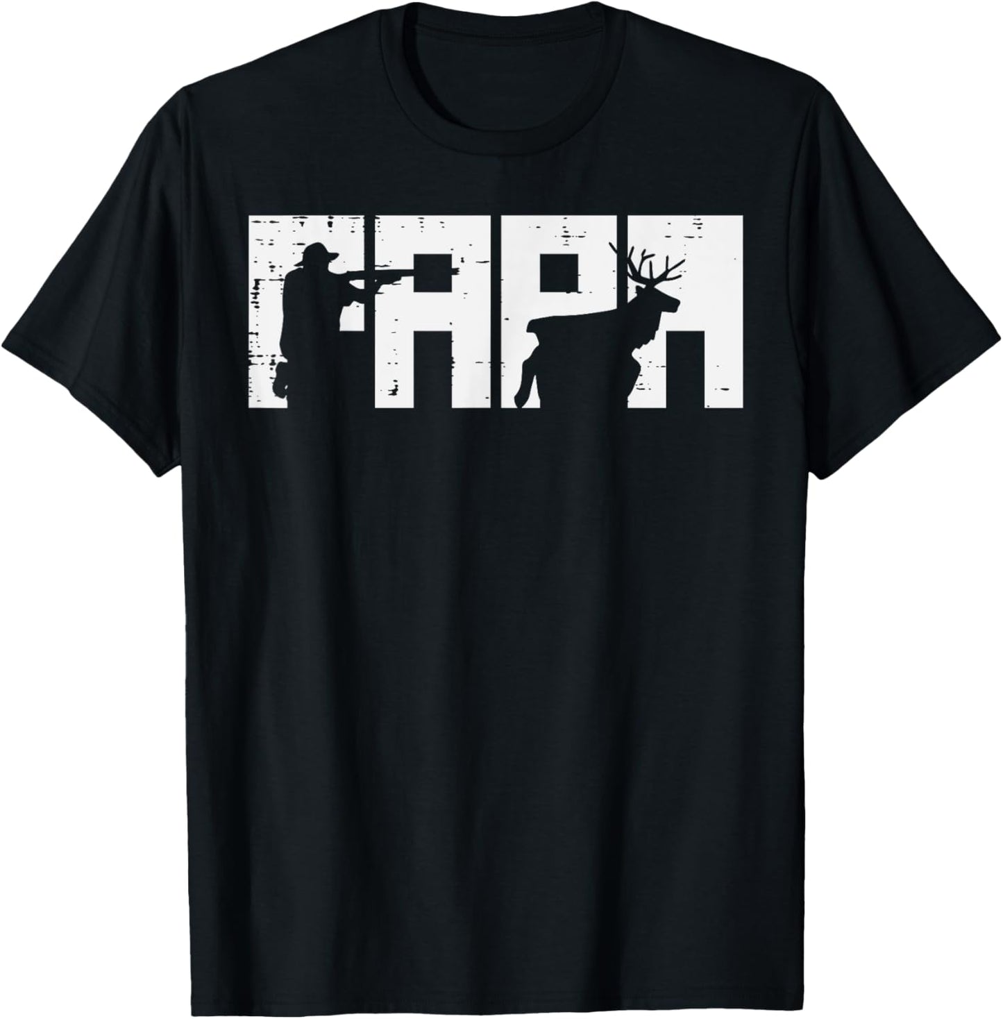 Papa Hunting Fathers Day Deer Hunter Dad Daddy Grandpa Men T-Shirt - T-Shirt | Black