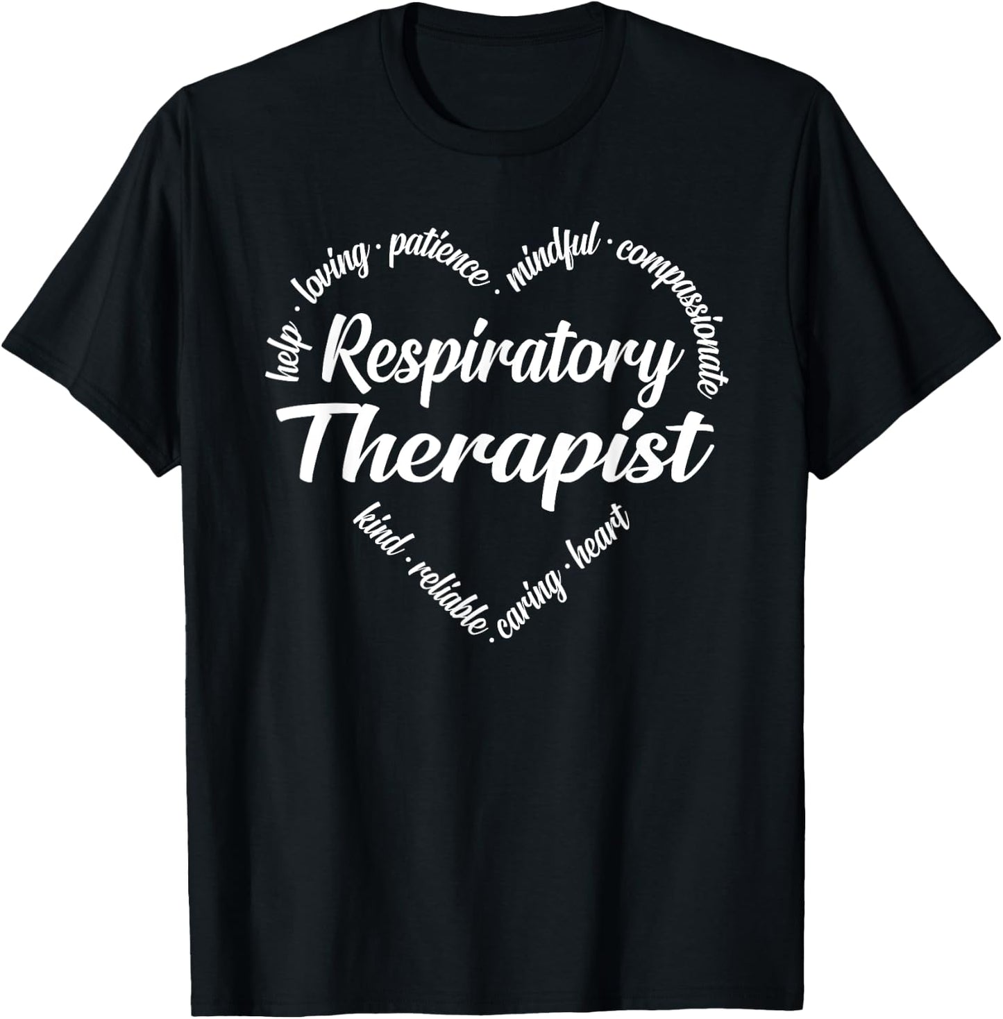 Respiratory Therapist Heart Word Cloud T-Shirt - T-Shirt | Black