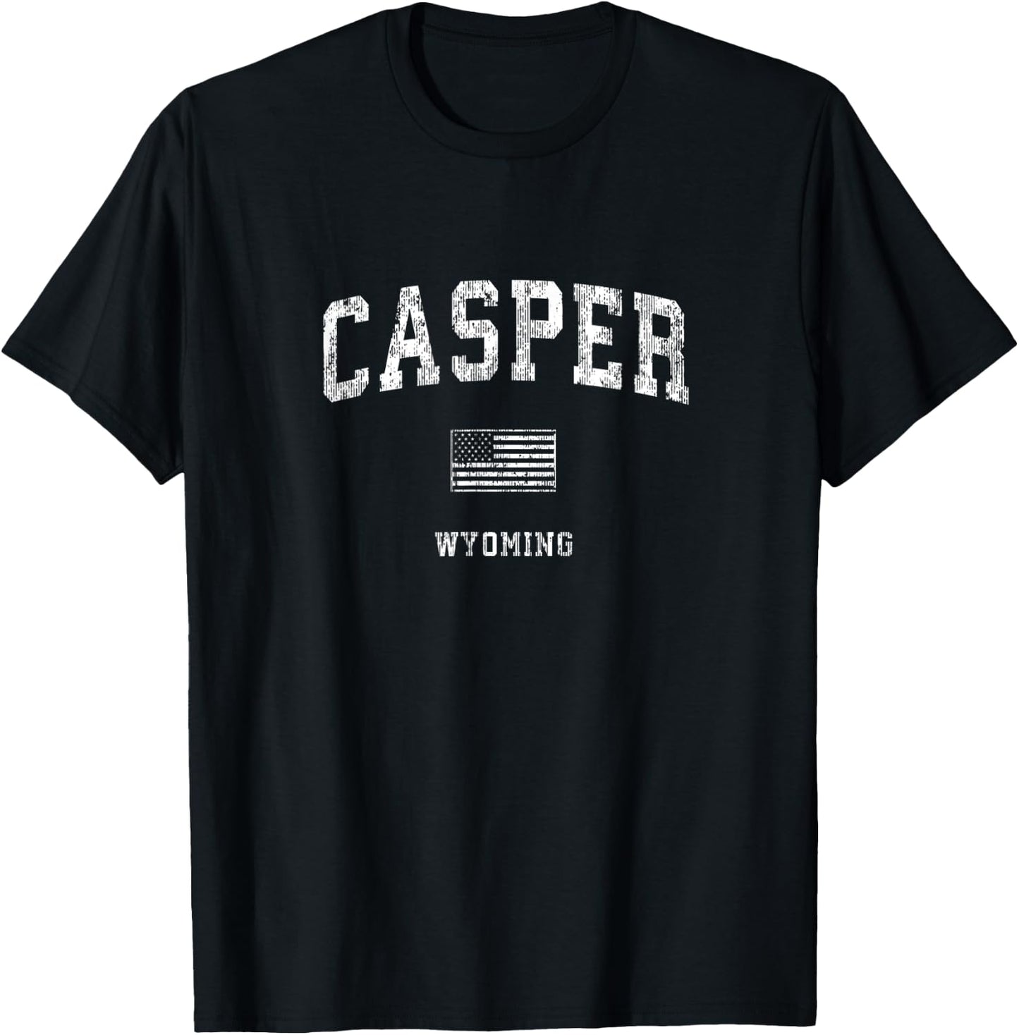 Casper Wyoming WY Vintage American Flag Kids Men T-Shirt - T-Shirt | Black