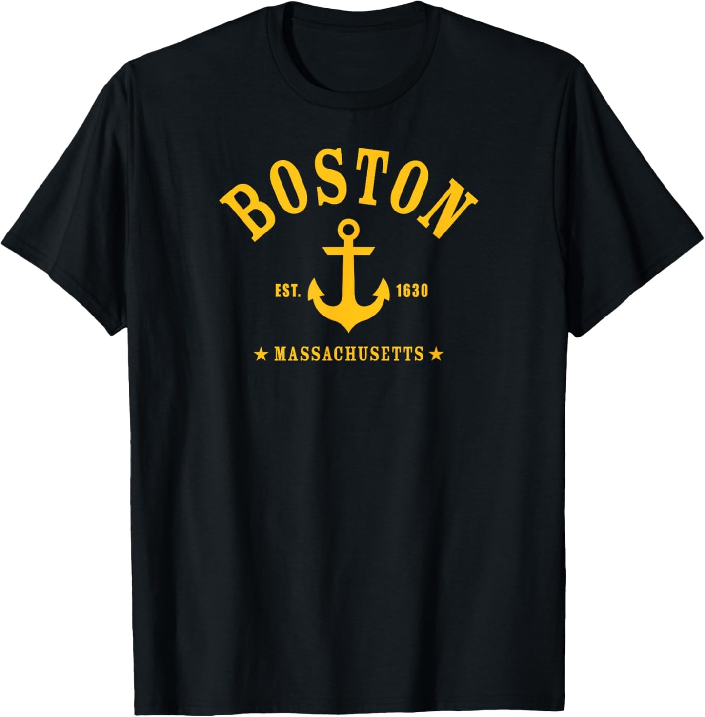 BOSTON MA Nautical Design W. Anchor / Est. 1630 T-Shirt - T-Shirt | Black
