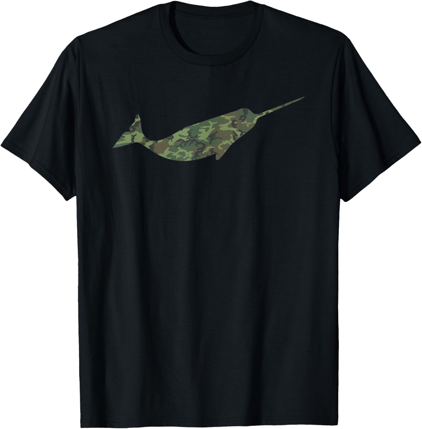 Military Narwhal Camo Print US Narwhale Veteran Men Gift T-Shirt - T-Shirt | Black