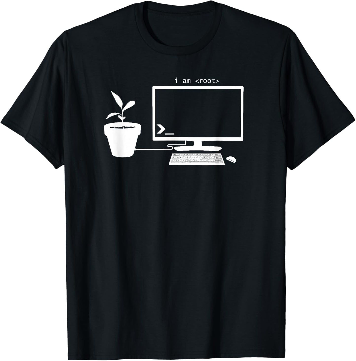 I Am Root Nerdy Geeky PC Computer & Plant Gardening Graphic T-Shirt - T-Shirt | Black