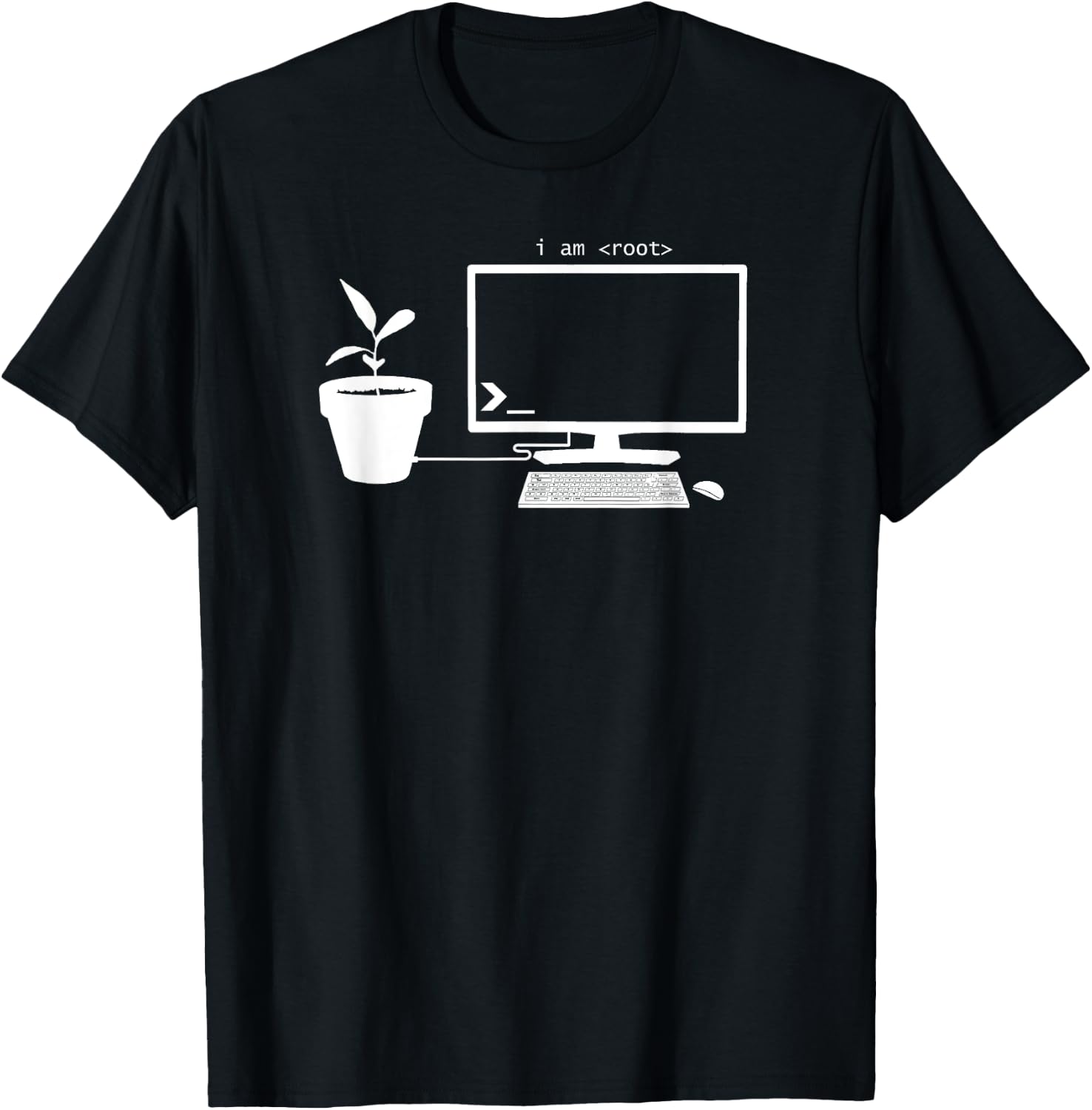 I Am Root Nerdy Geeky PC Computer & Plant Gardening Graphic T-Shirt - T-Shirt | Black
