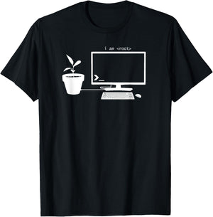 I Am Root Nerdy Geeky PC Computer & Plant Gardening Graphic T-Shirt - T-Shirt | Black