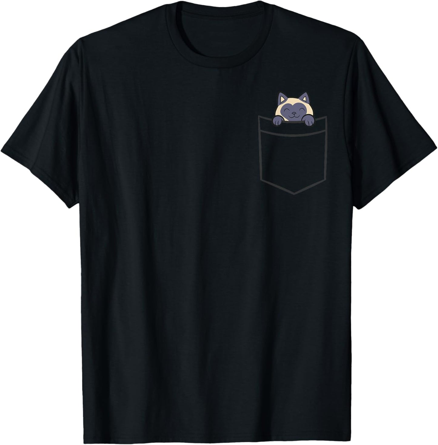 Siamese Cat In A Pocket Funny Pocket Siamese Cat T-Shirt - T-Shirt | Black