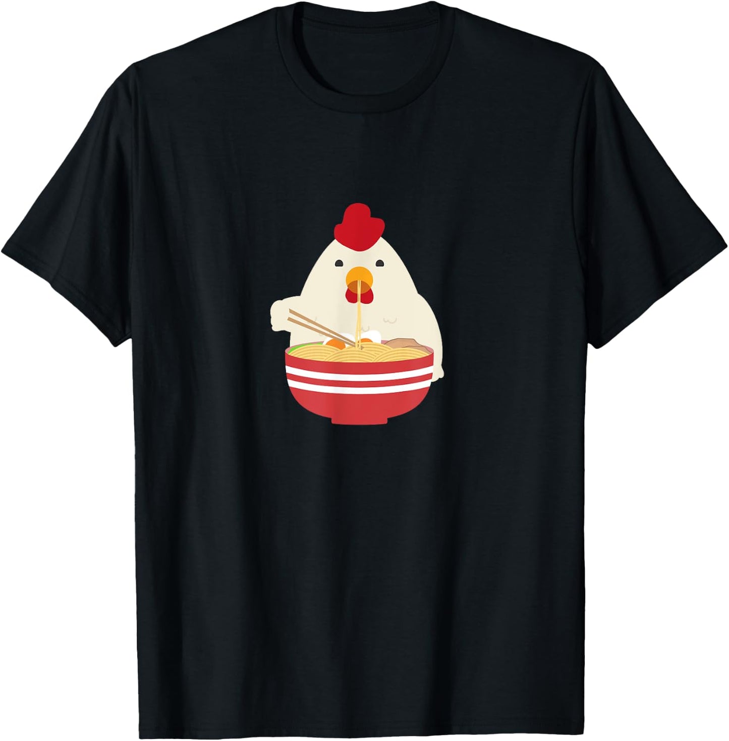 Ramen Chicken Noodle Soup Kawaii Anime T-Shirt - T-Shirt | Black
